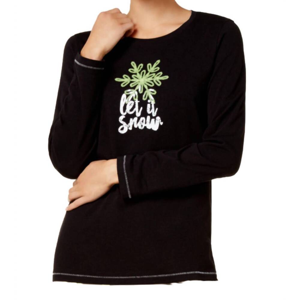 NEW HUE women's printed knit top in black